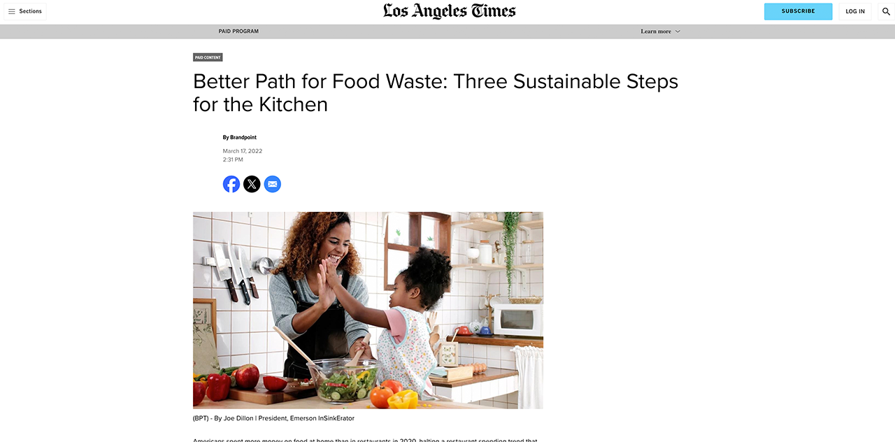 Los Angeles Times paid-post mockup featuring the Emerson Electric placement